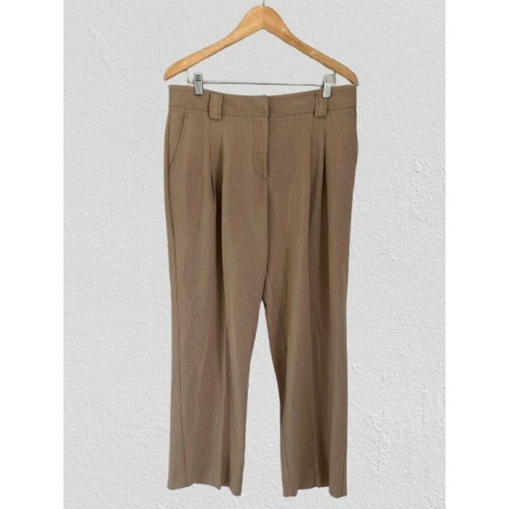 ANTHRPOLOGIE Vintage-Inspired Taupe Pants Pleated Front Belt Loops Size 12